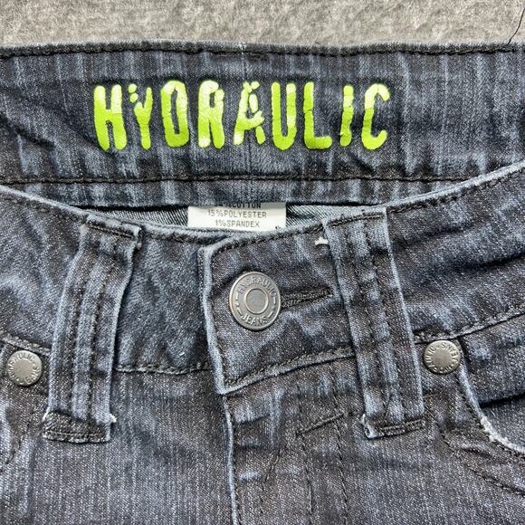Hydraulic Extreme Slim Jeans Size 1/2 Short Black Gray Skinny Stretch Denim - Picture 6 of 16